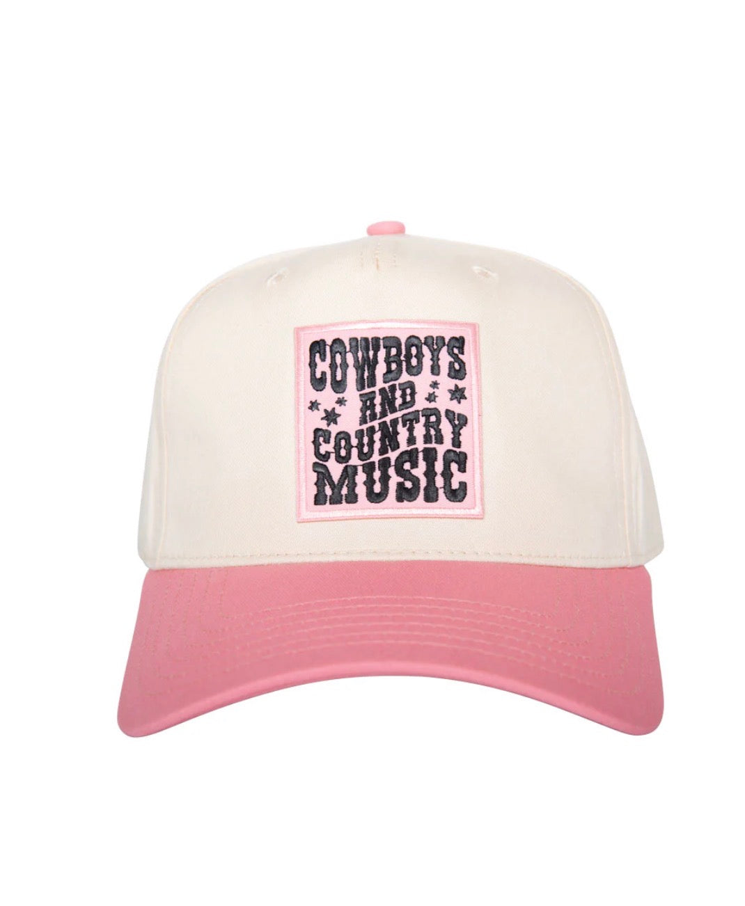 Cap with 'Cowboys and Country Music' text on a white background