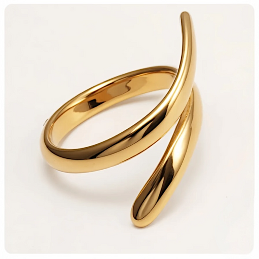Women's Minimalist Gold Twist Stainless Steel Ring