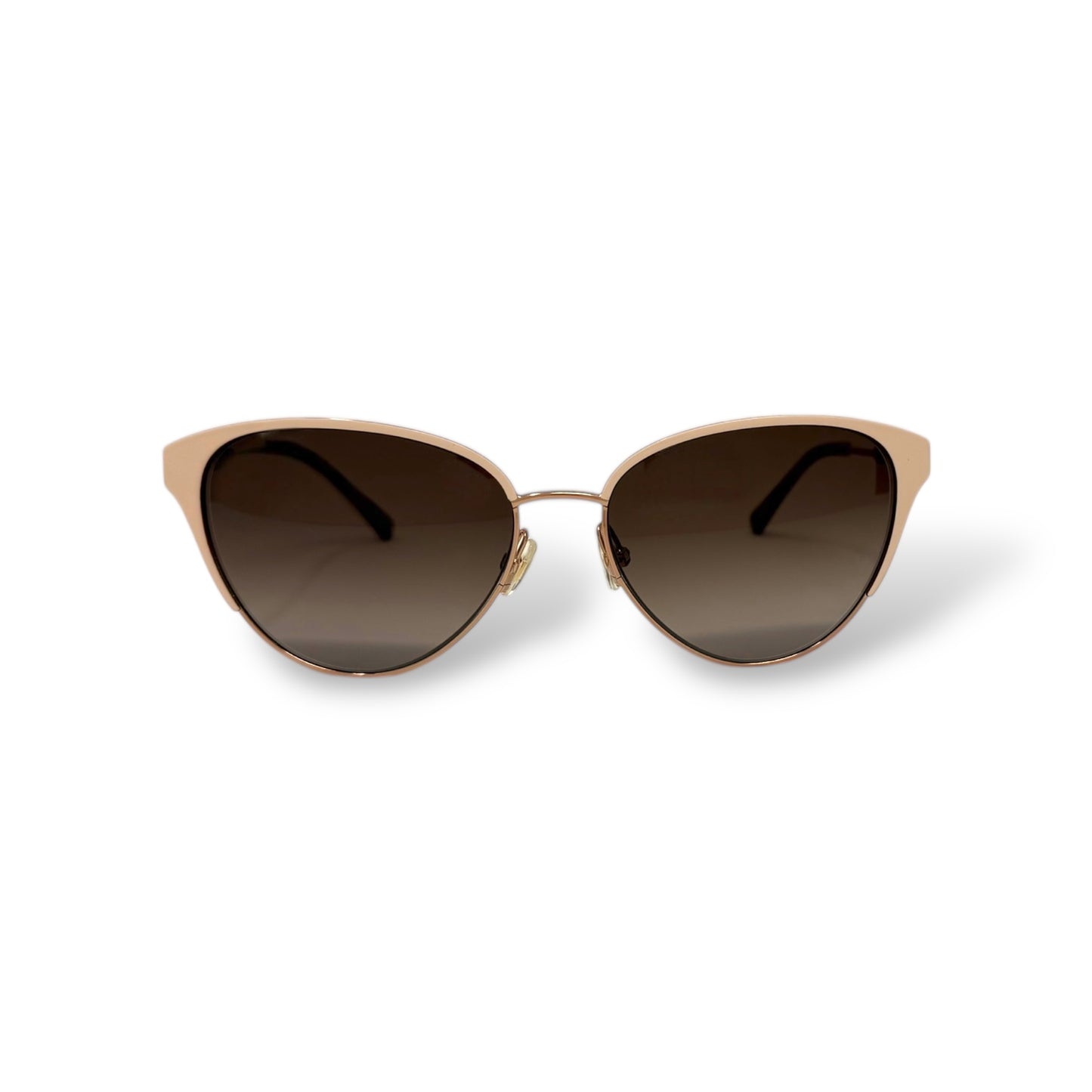 Kate Spade - Ianna Sunglasses gold frame with brown tortoise shell arm tips and cream color frame design. front view