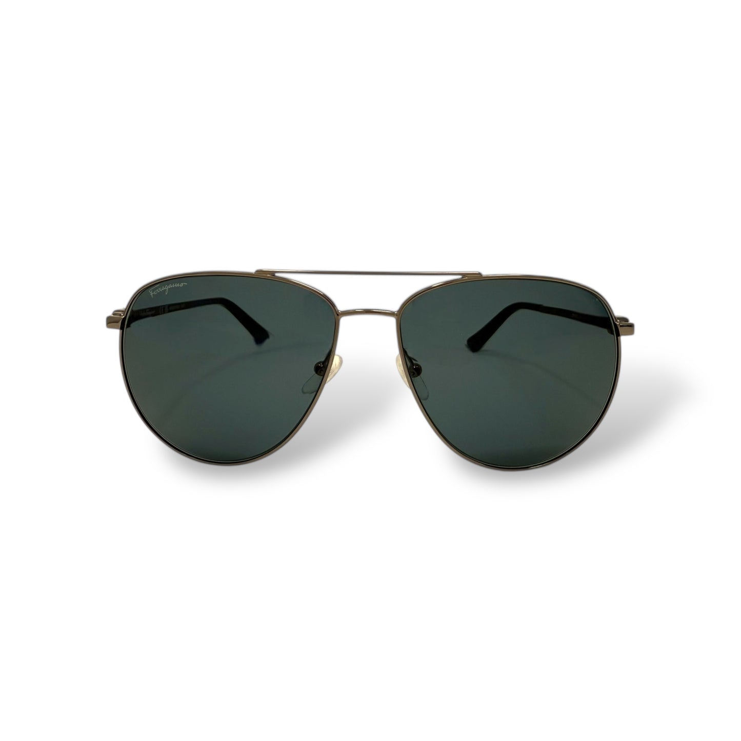 Ferragamo - SF157S Men Sunglasses classic aviator design om gunmetal frame with black lens front view