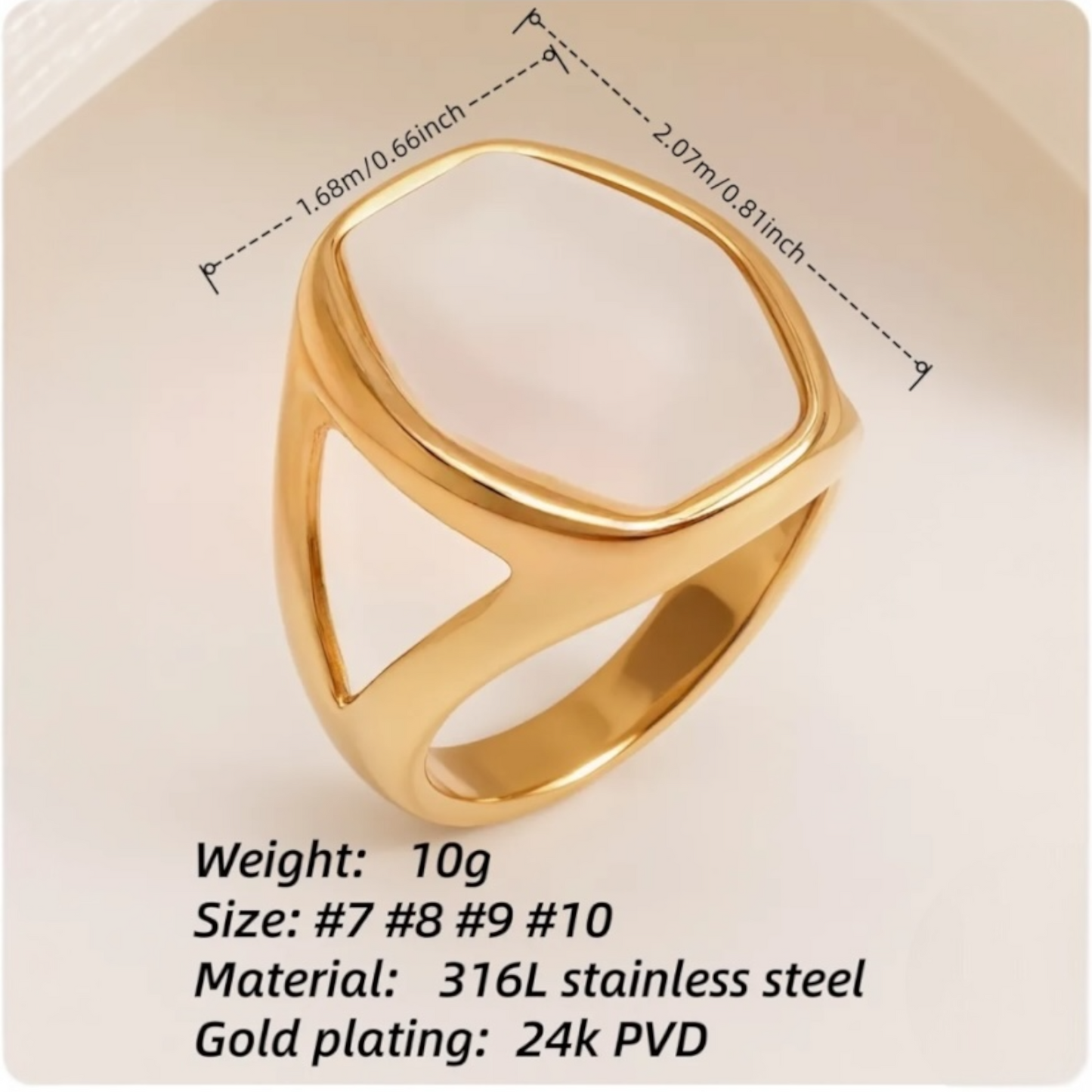 Women's Simple Geometric Gold Stainless Steel Ring