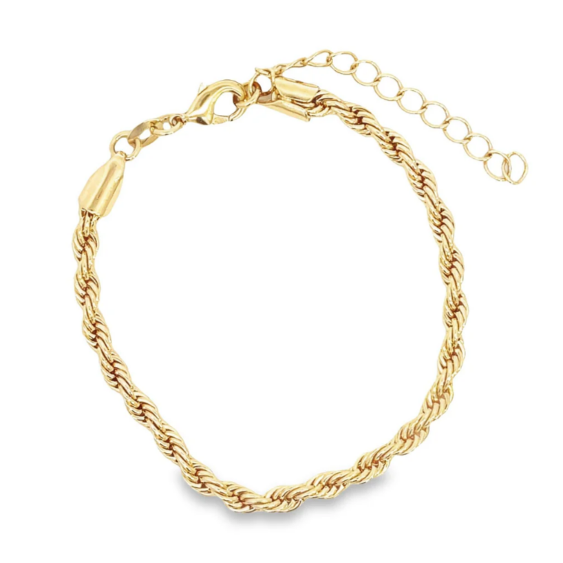 Gold chain bracelet on a white background