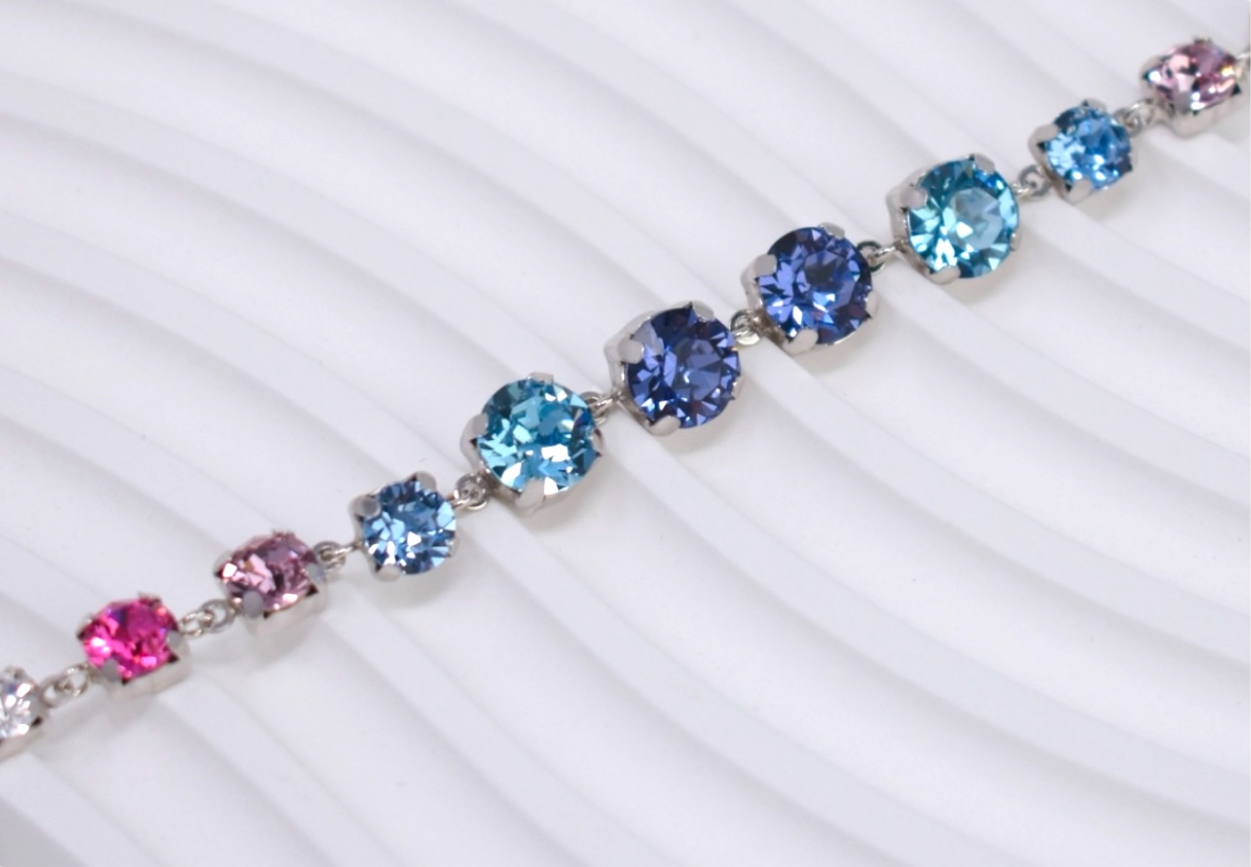 Women's Maestro Italy Sterling Silver, Rhodium Plated Swarovski Crystal Bracelet