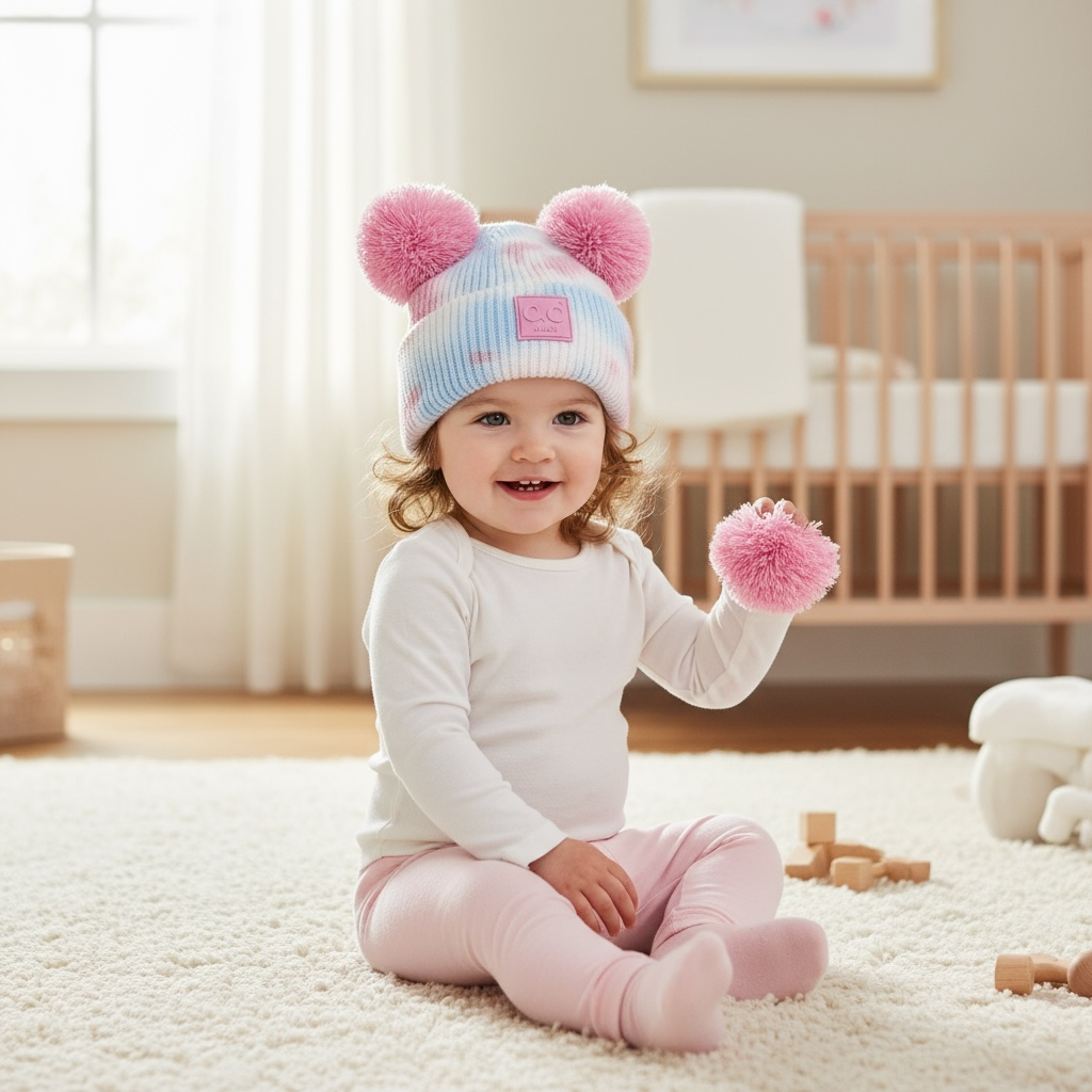 C.C Baby Pom Pom Tie Dye Beanie