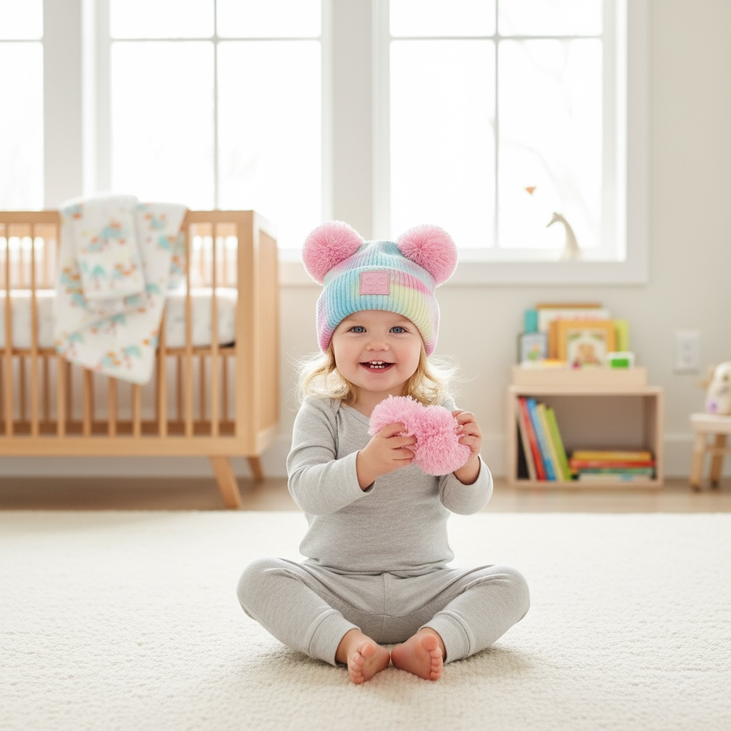 C.C Baby Pom Pom Cotton Candy Beanie
