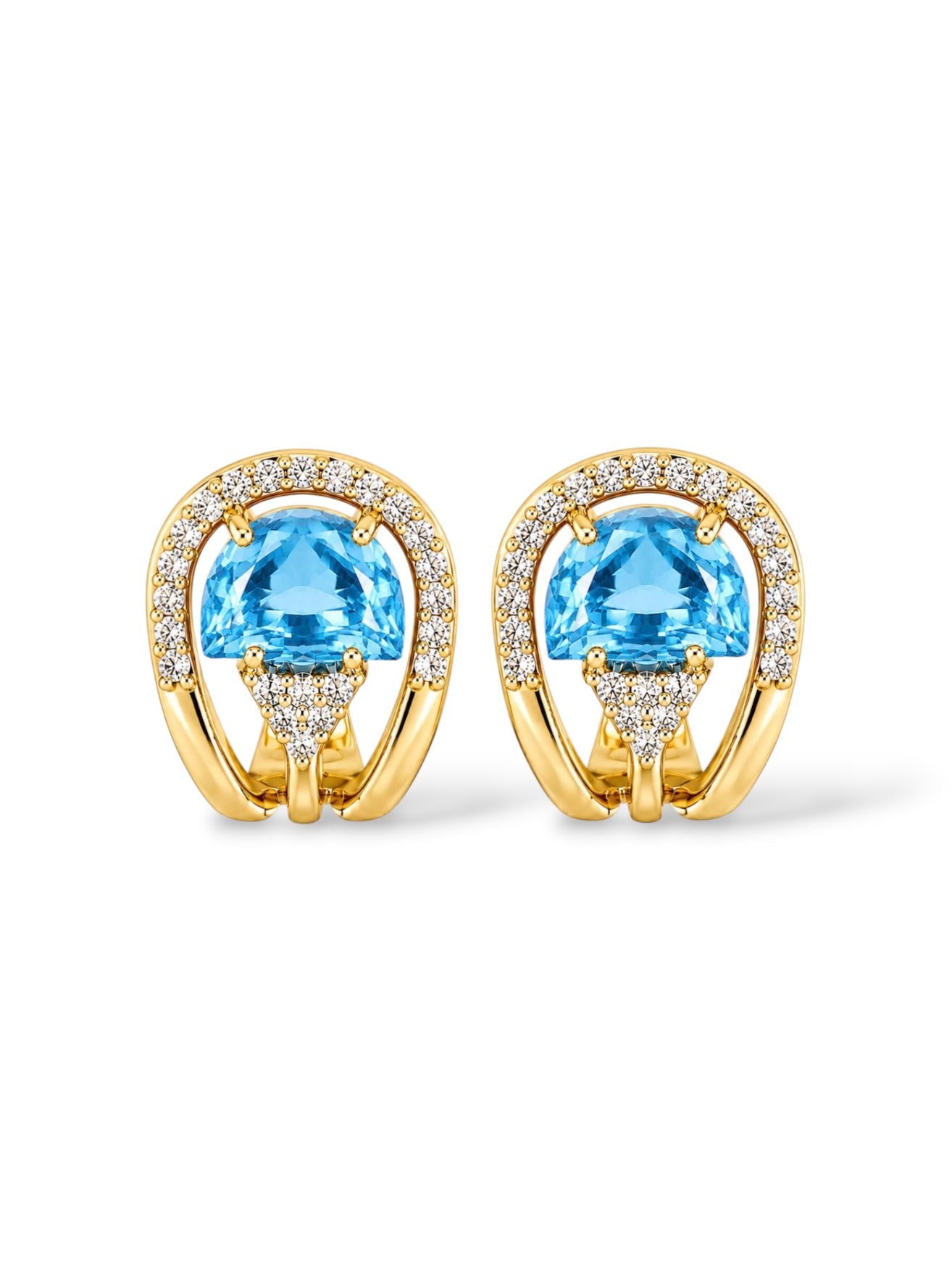 Pendulum Blue Topaz & White Topaz Earrings