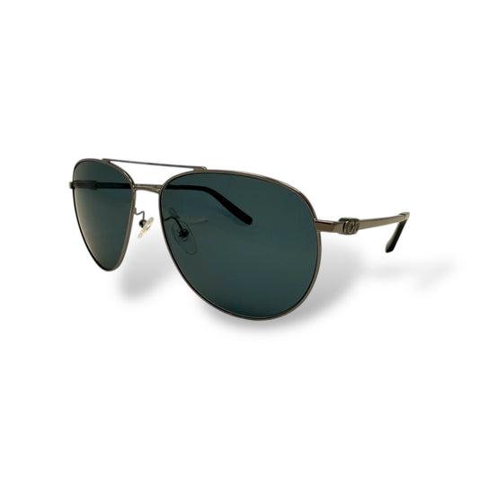Ferragamo - SF157S Men Sunglasses classic aviator design om gunmetal frame with black lens front, corner view