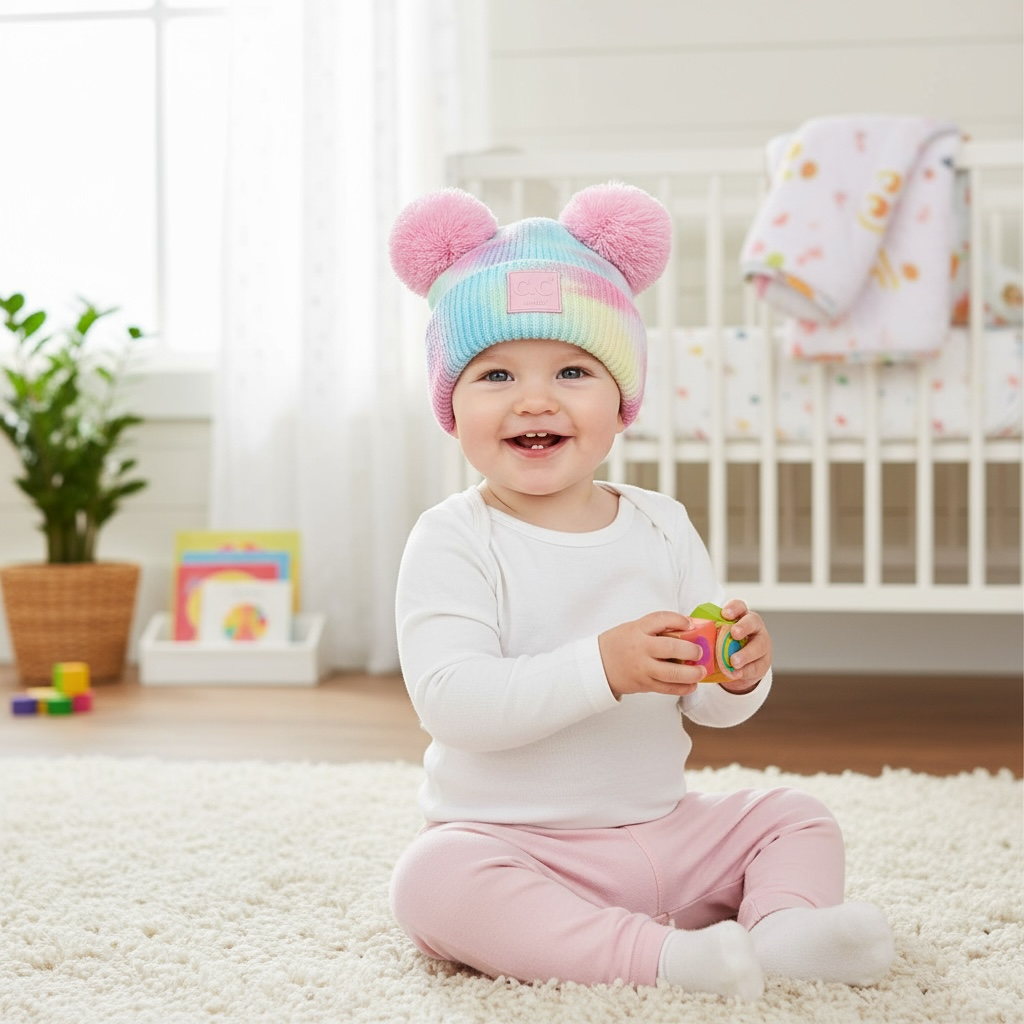 C.C Baby Pom Pom Cotton Candy Beanie