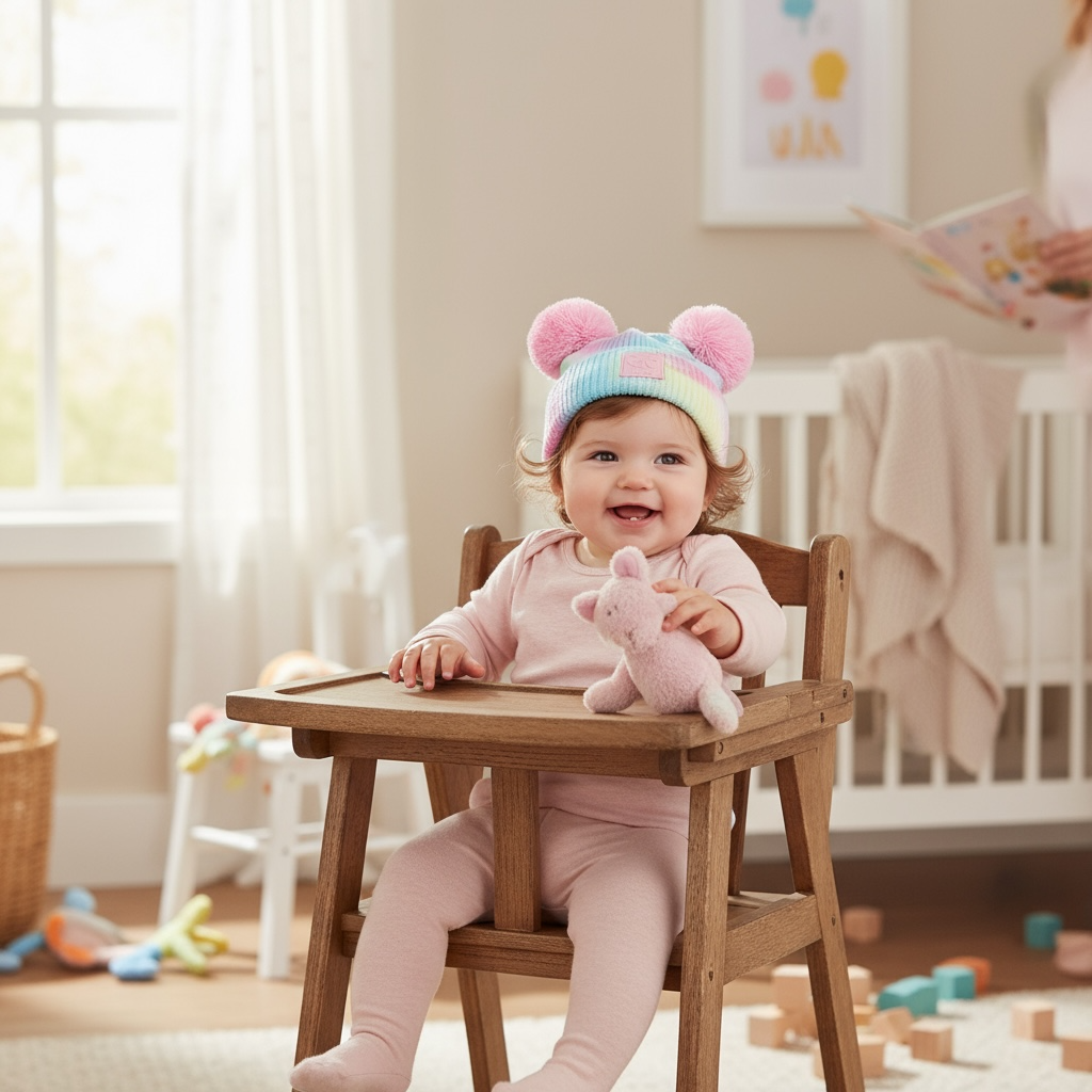 C.C Baby Pom Pom Cotton Candy Beanie