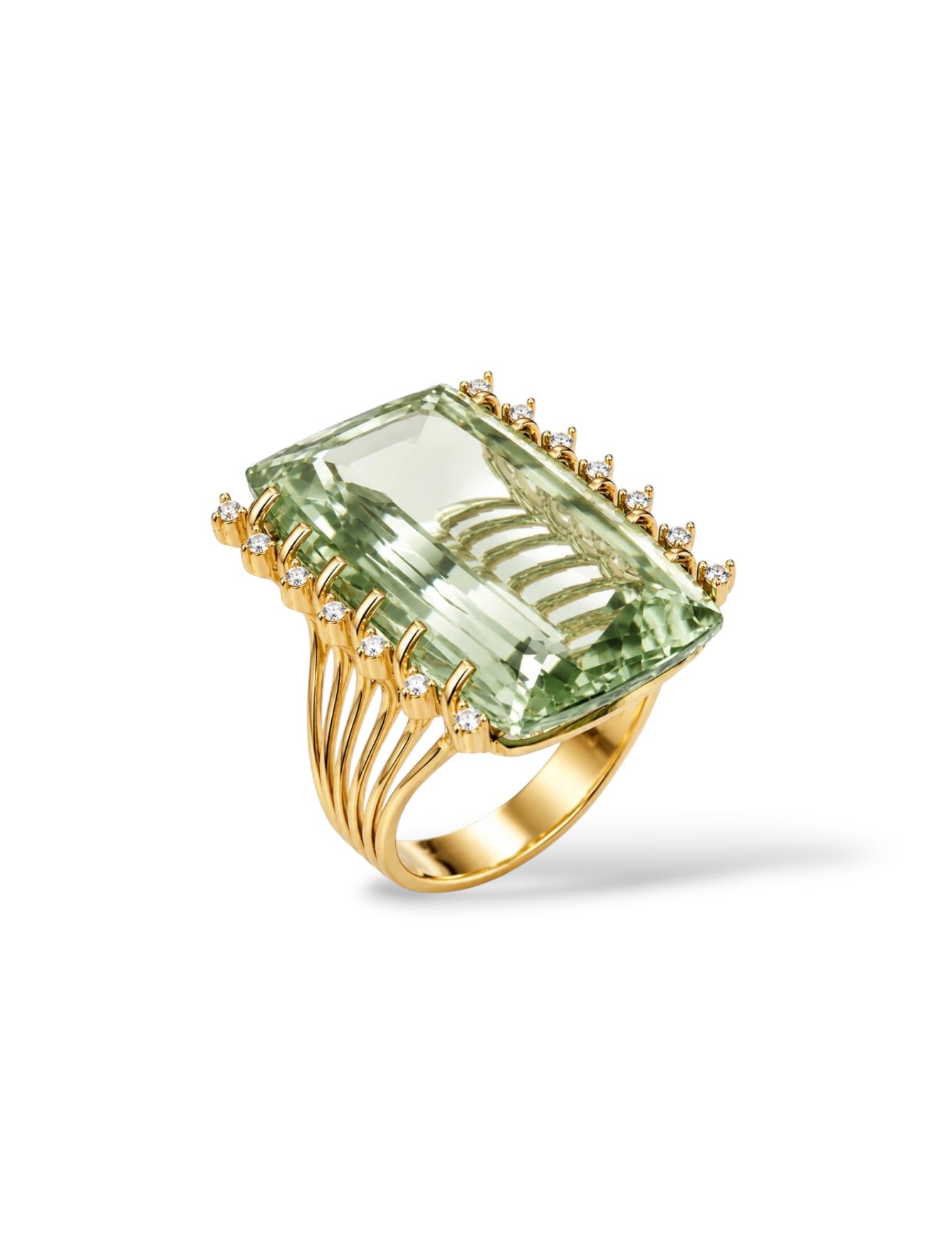 Transparenza 27.3 CT Prasiolite & White Topaz Statement Ring