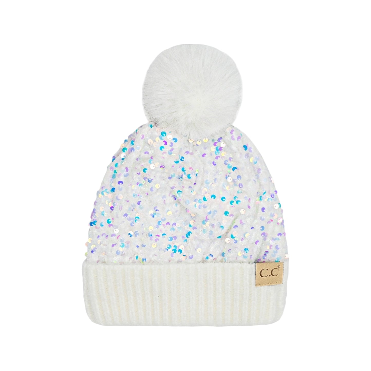 C.C Kids Pom Pom and Sequin Beanie
