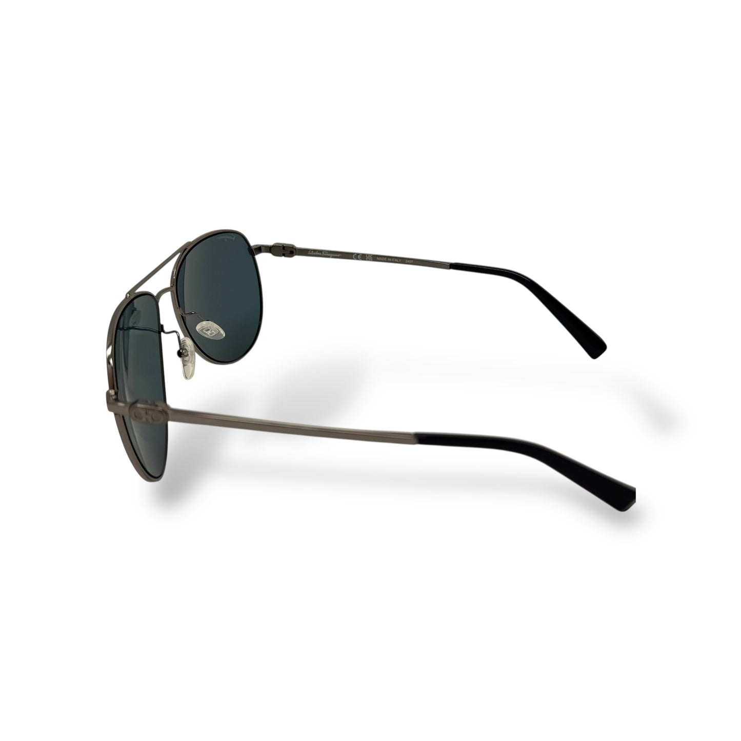 Ferragamo - SF157S Men Sunglasses classic aviator design om gunmetal frame with black lens left side view
