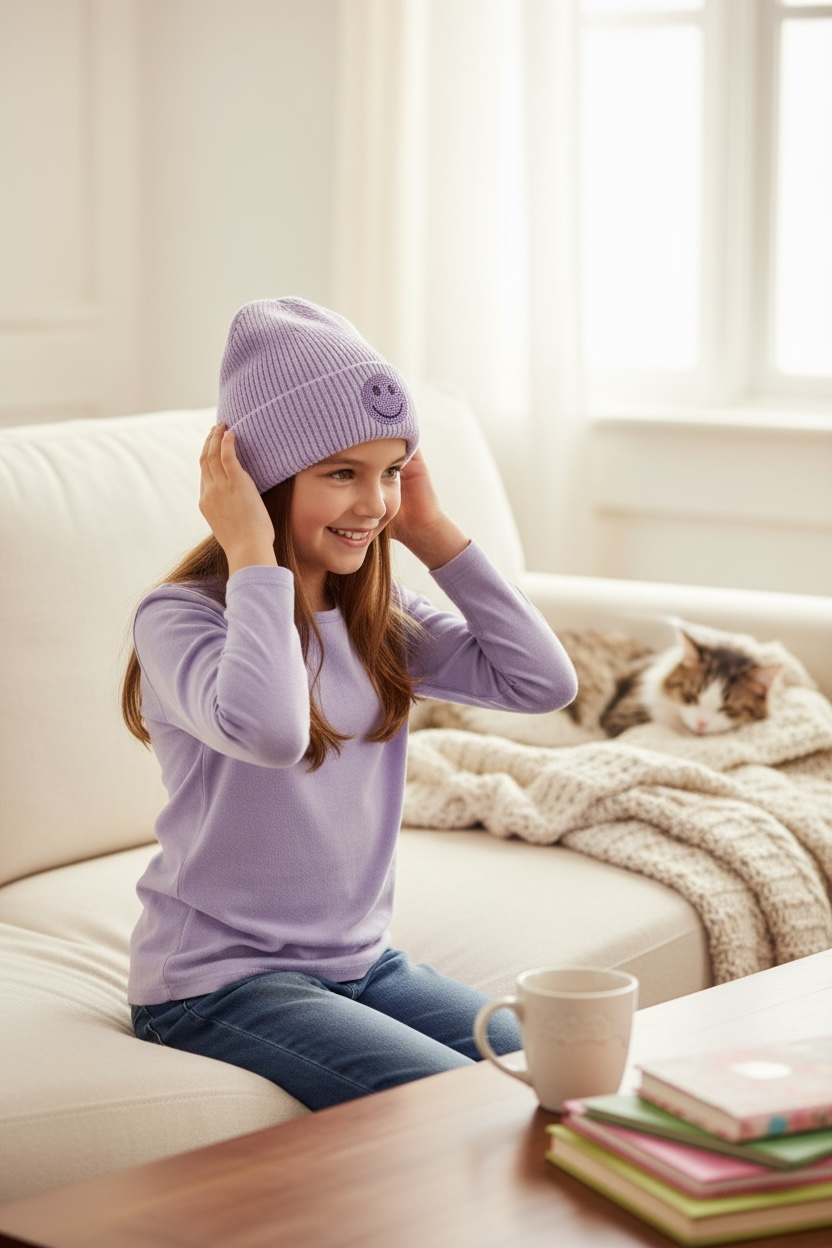C.C Kids Smiley Face Rhinestone Beanie