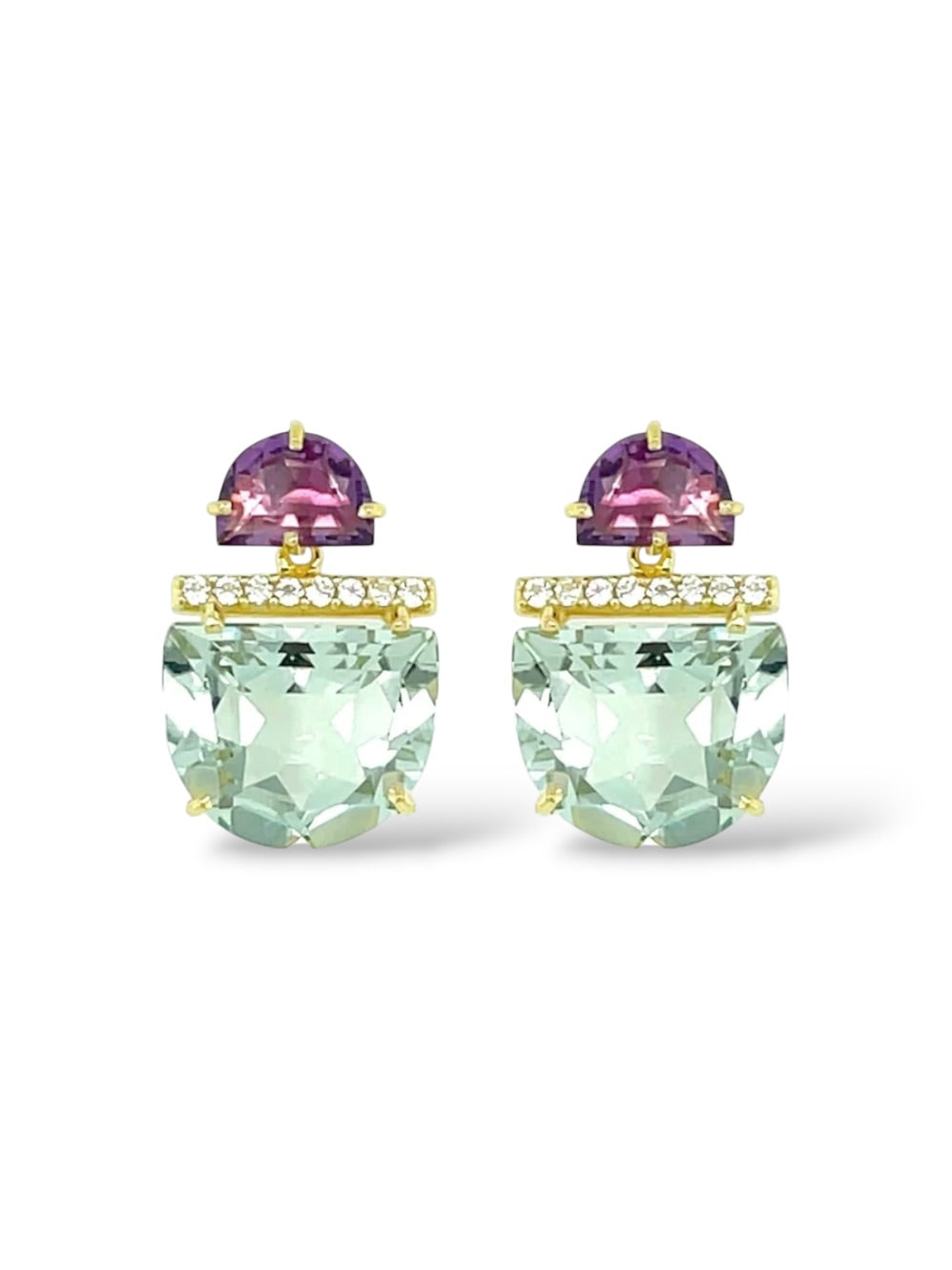 Pendulum Amethyst and Praziolite Earrings