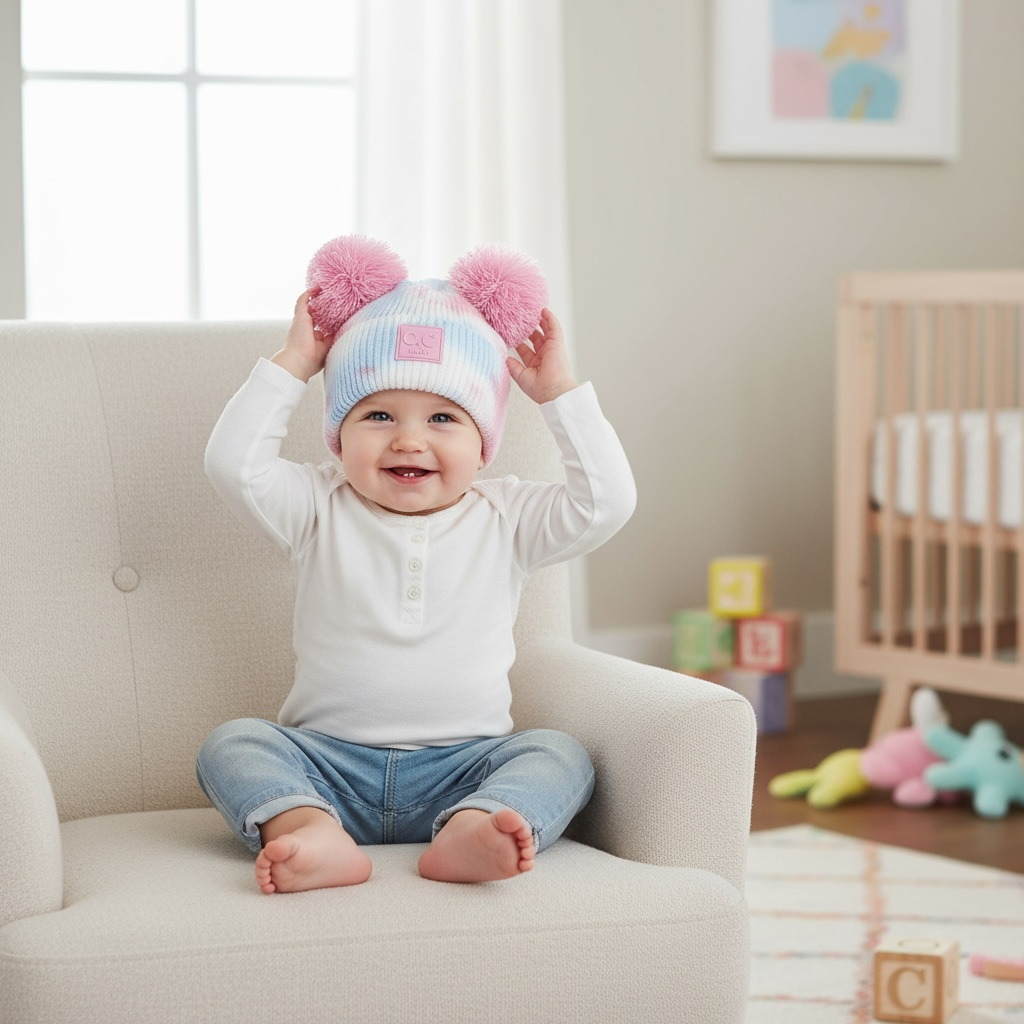 C.C Baby Pom Pom Tie Dye Beanie