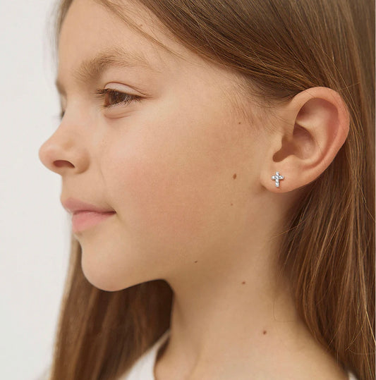 Perfect Cross Sterling Silver 7mm Screw Back Earrings