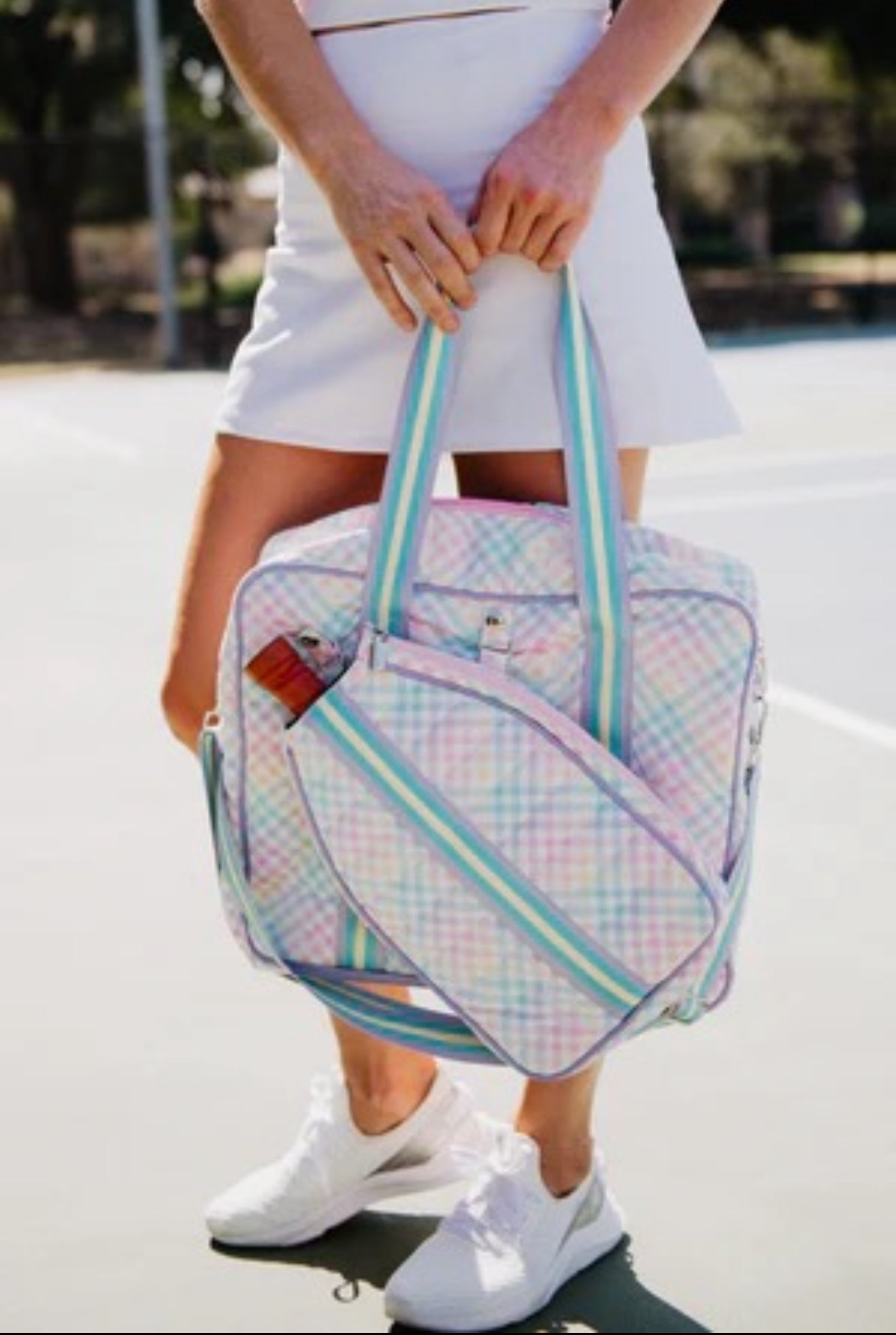 Katydid Rainbow Gingham Pickleball Bag