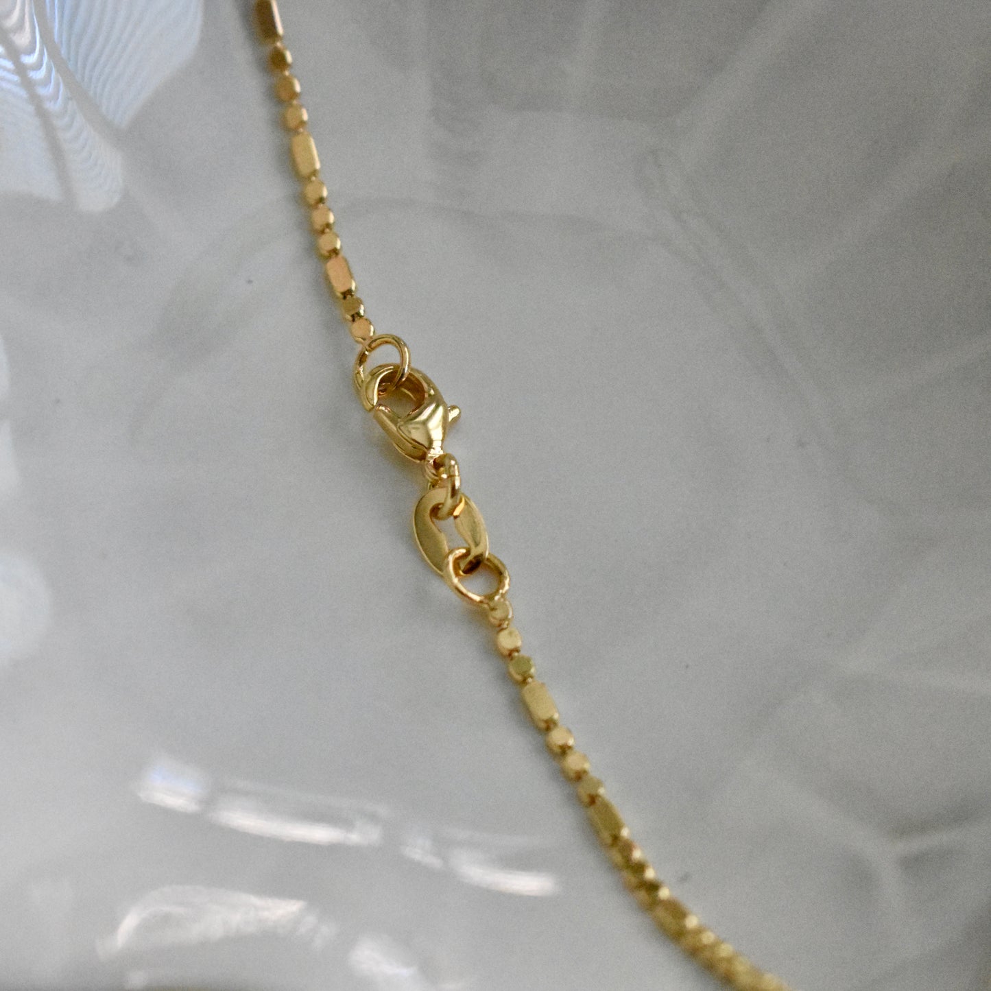 18K Gold Filled, 1 mm Flat Beaded Bar Chain Necklace
