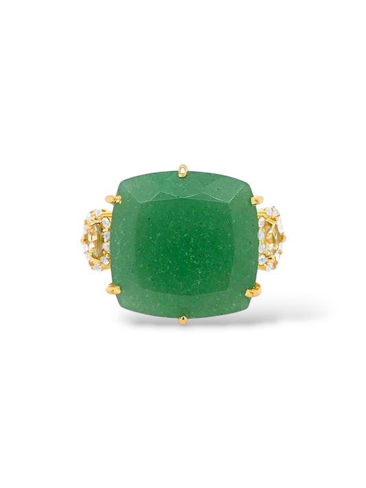 Deux Mint Green Emerald Quartz and Prasiolite Ring