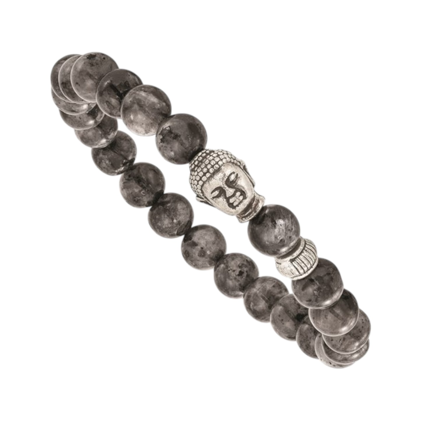 Belle Amore Men's Labradorite and Buddha Beaded Bracelet