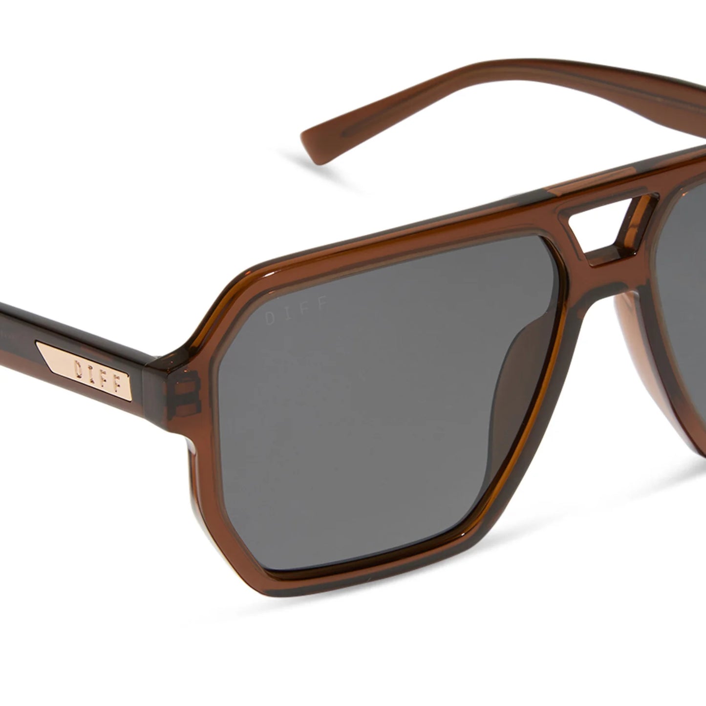 Brown sunglasses with a clear background
