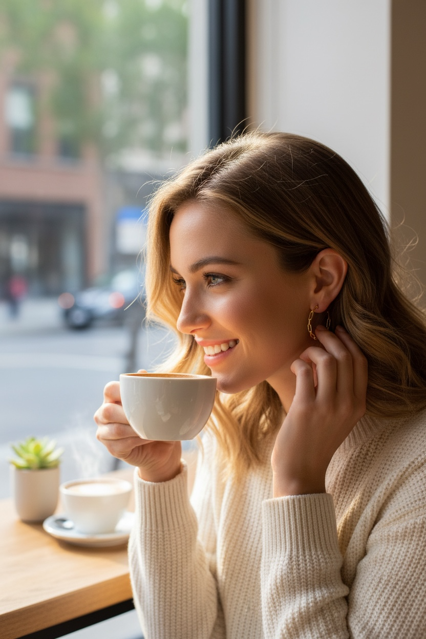 18K Gold Filled, Paperclip Chain Open Hoop Earrings