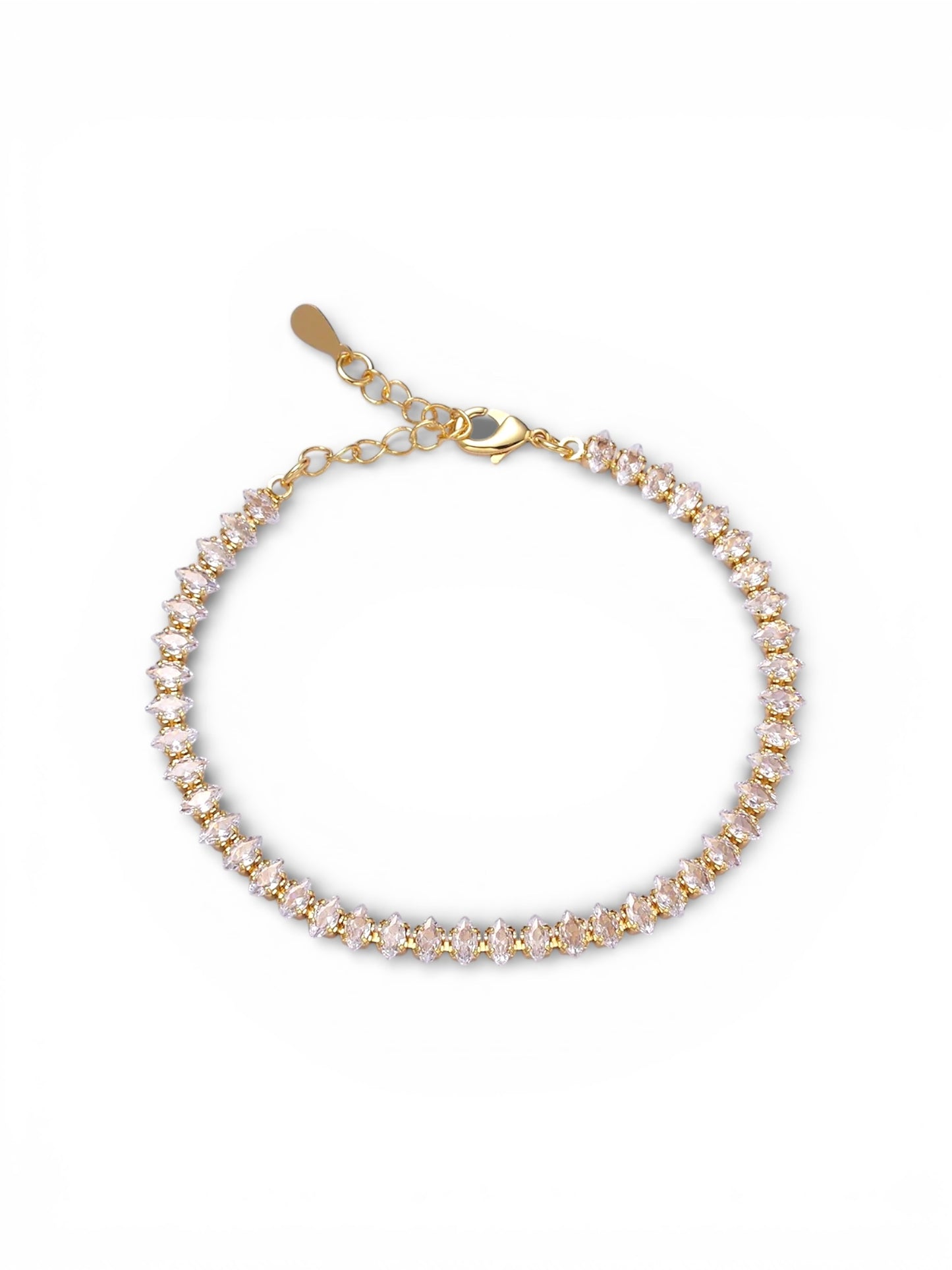 Gold 5mm CZ Marquise Tennis bracelet
