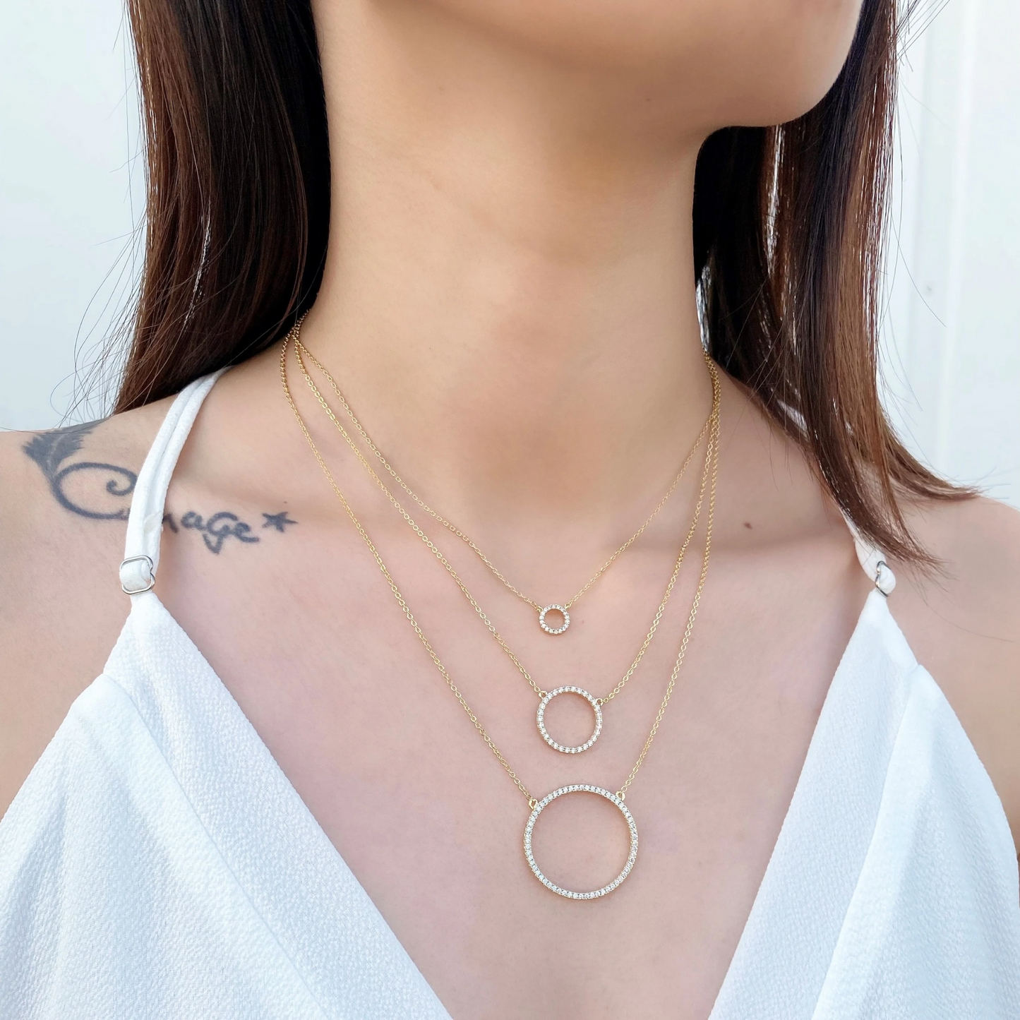 Small Pave Circle Necklace
