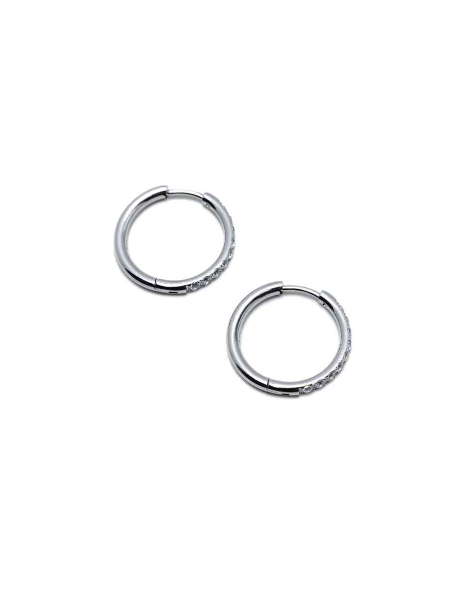 Waterproof Silver 18MM CZ Hoops