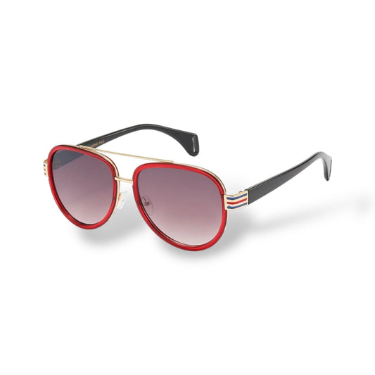 Sunglasses with red frames and gradient lenses on a white Measurements: 55 mm - 20 mm - 136 mm
Style: VG29593background