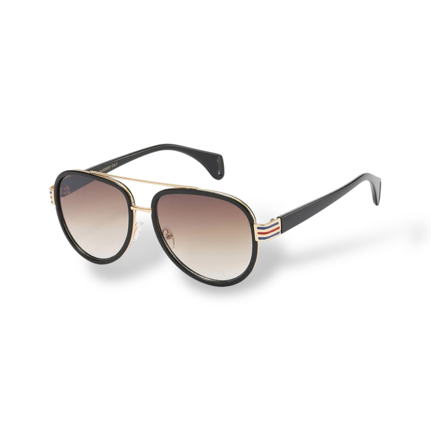 Sunglasses with gold frame and black arms on a white background
Measurements: 55 mm - 20 mm - 136 mm
Style: VG29593