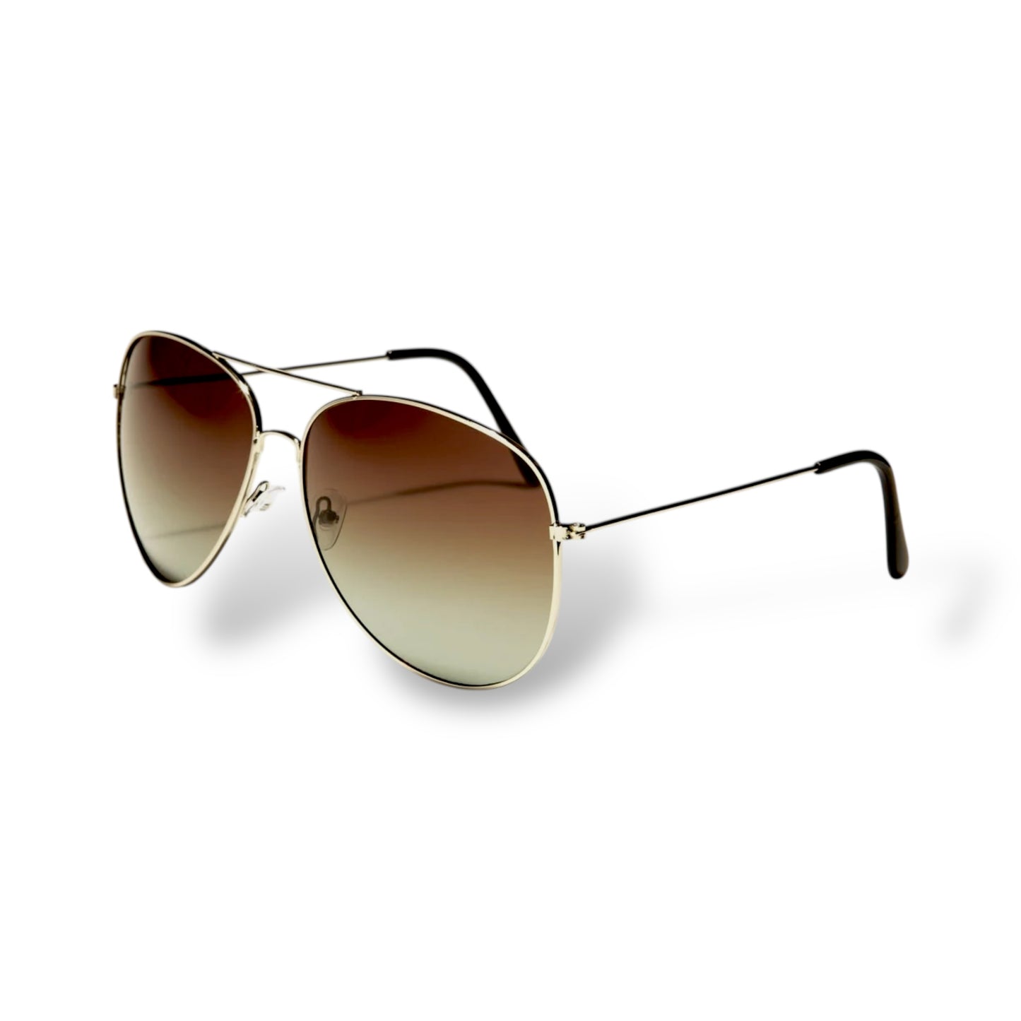 Aviator sunglasses with gradient lenses on a white background