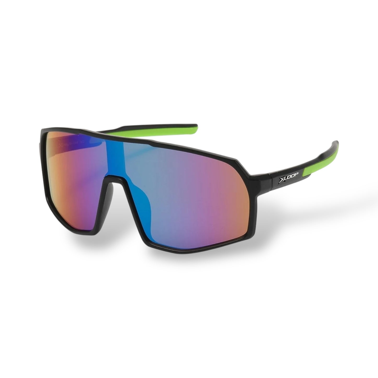 Sunglasses with colorful lenses on a white background