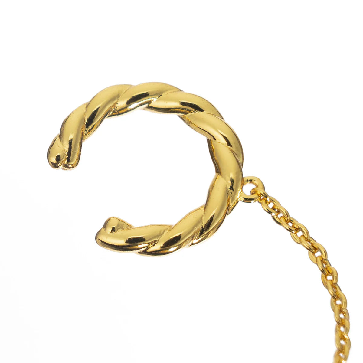 Gold snake-shaped earring on a white background