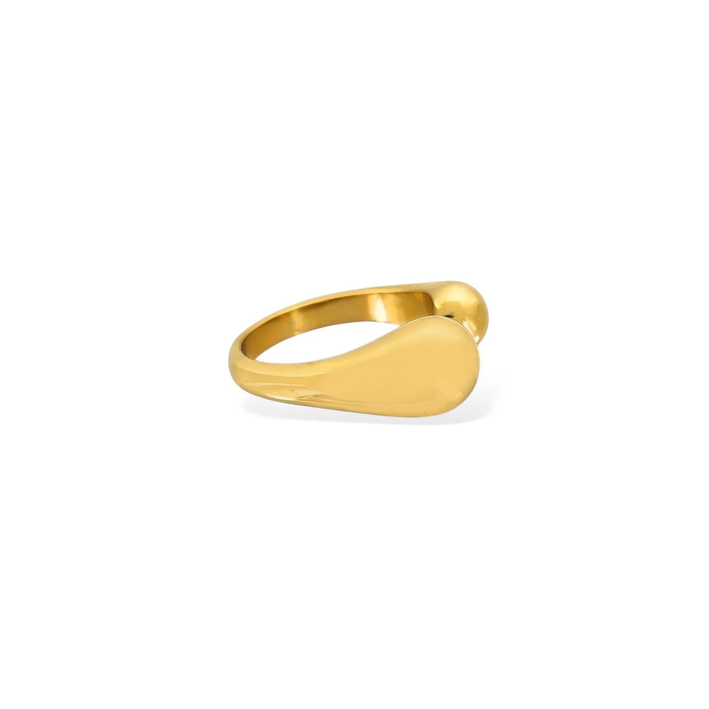 Gold ring on a white background side view