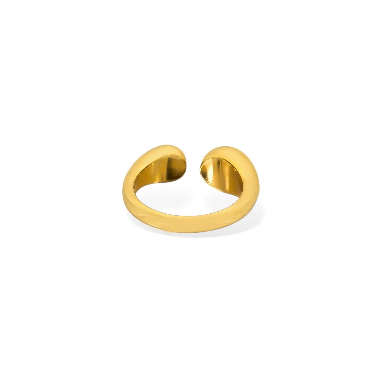 Gold open ring on a white background