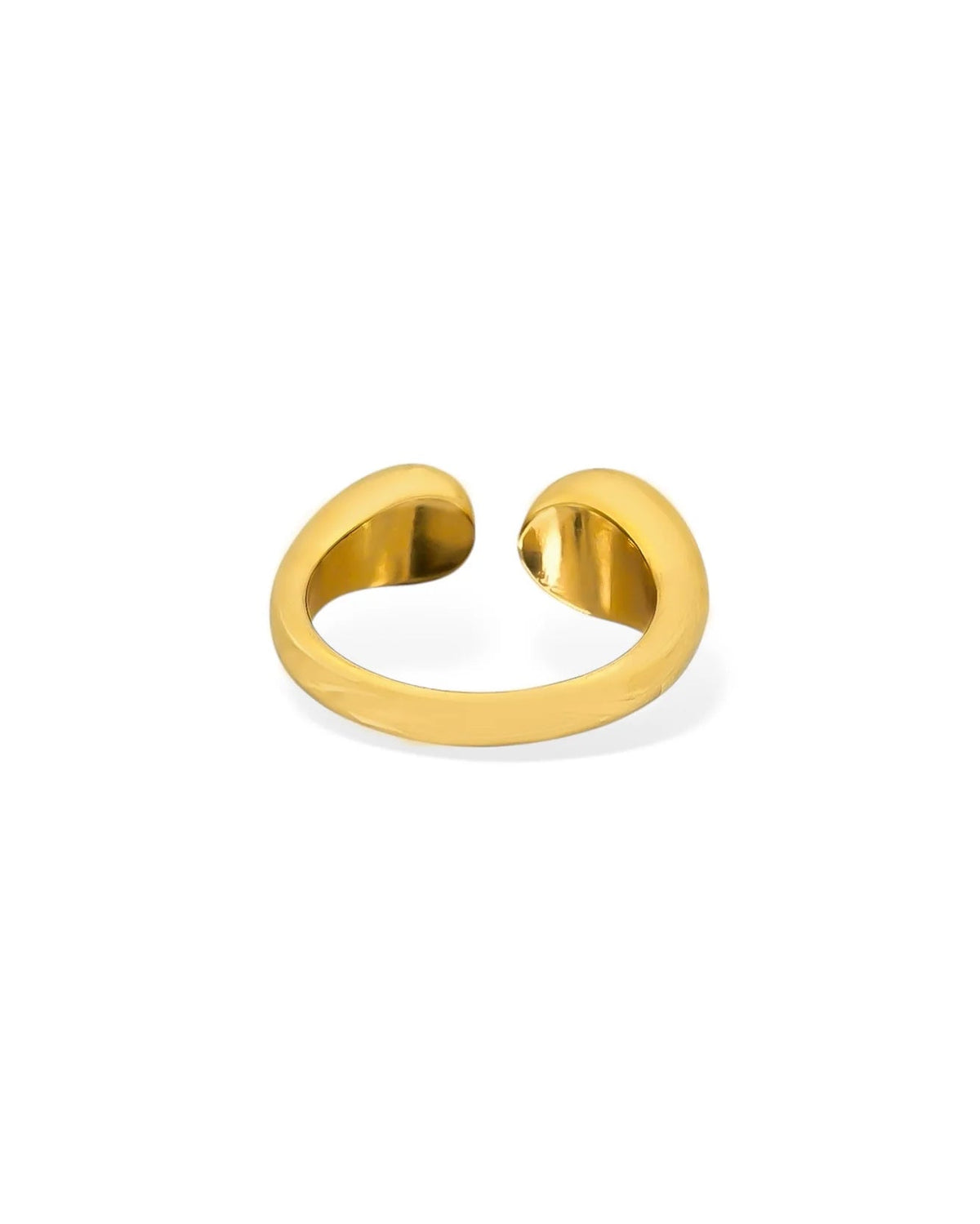 Gold open ring on a white background