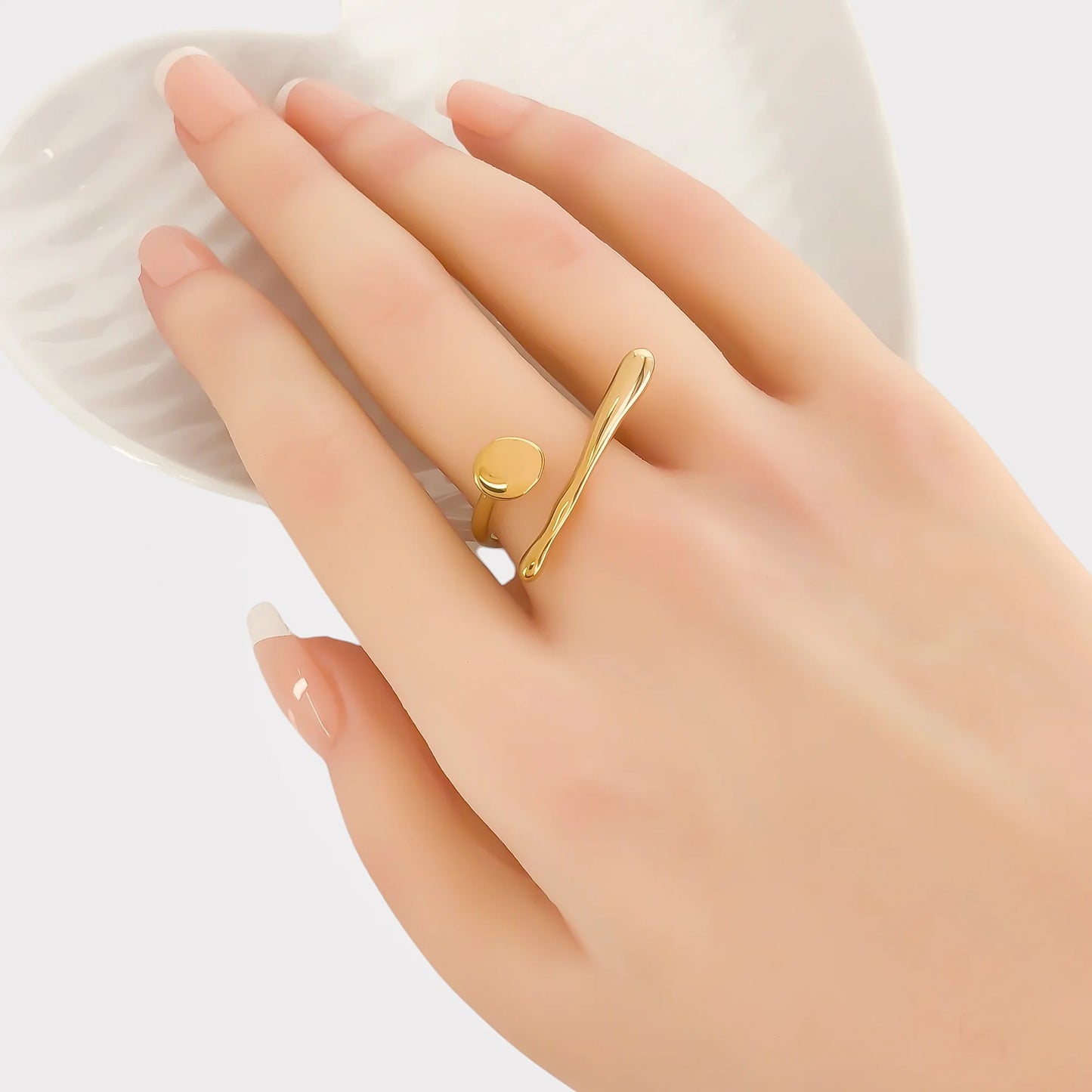 Women's Minimalist Stainless Steel, Triple Gold Plated, Waterproof Ring