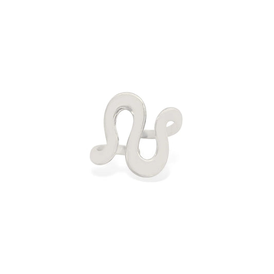 White snake-shaped ring on a white background