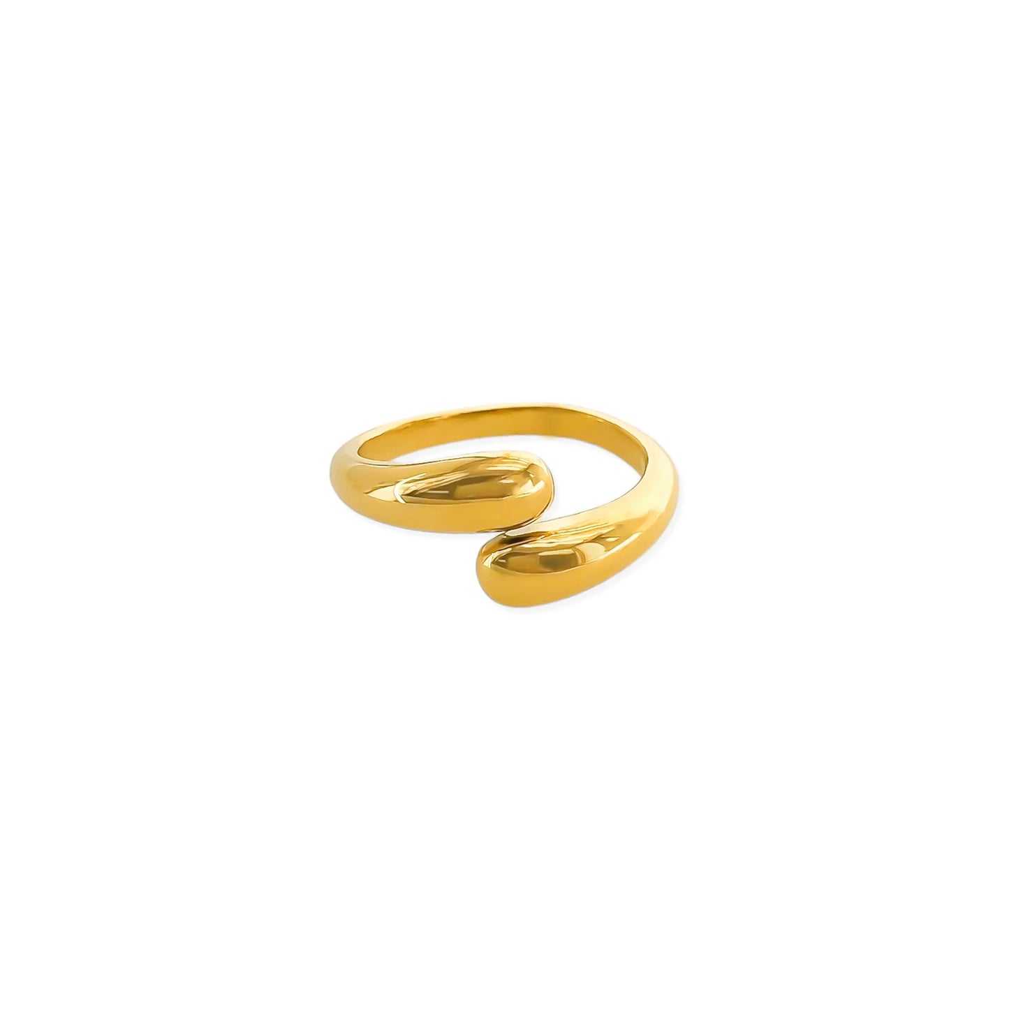 Gold open ring on a white background