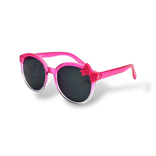 Girls Neon Pink Gradient Sunglasses with Bright Pink Bow