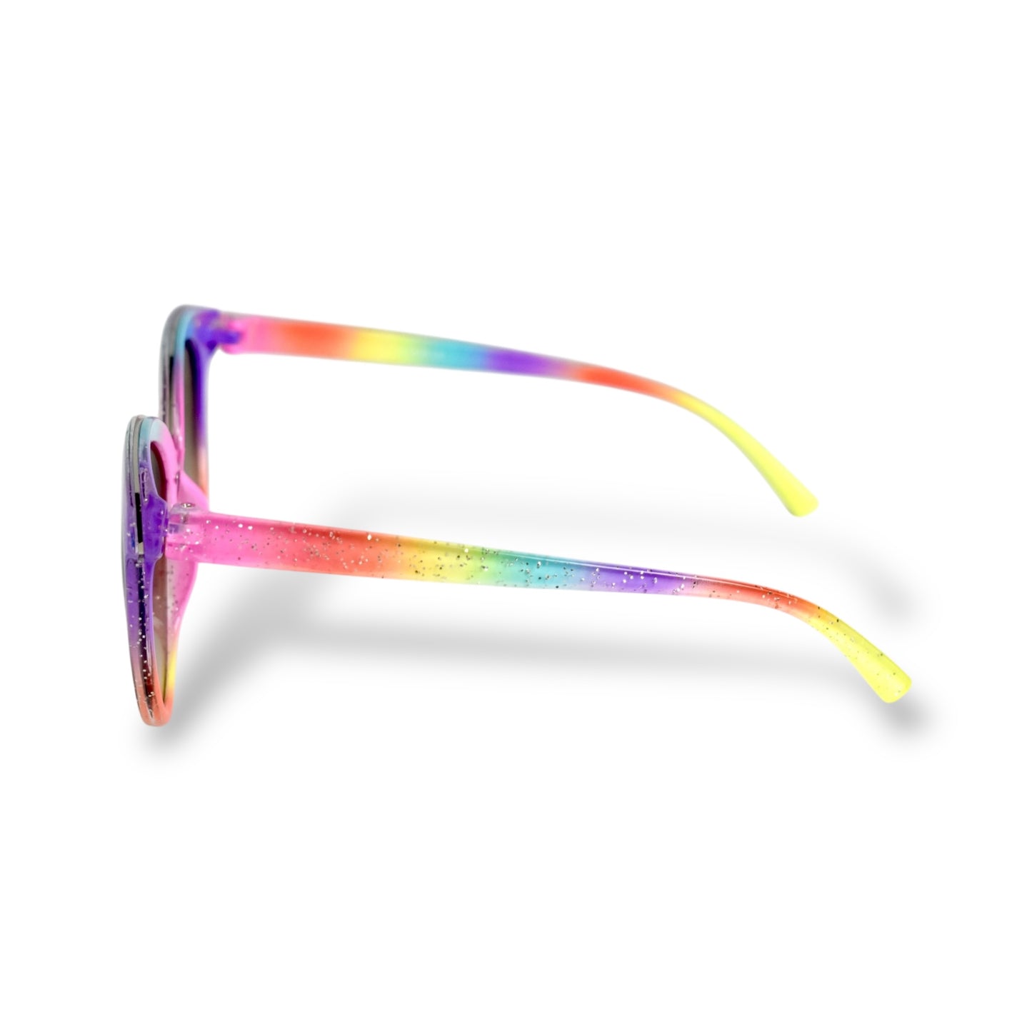 Girls Colorful Rainbow Glitter Round Sunglasses