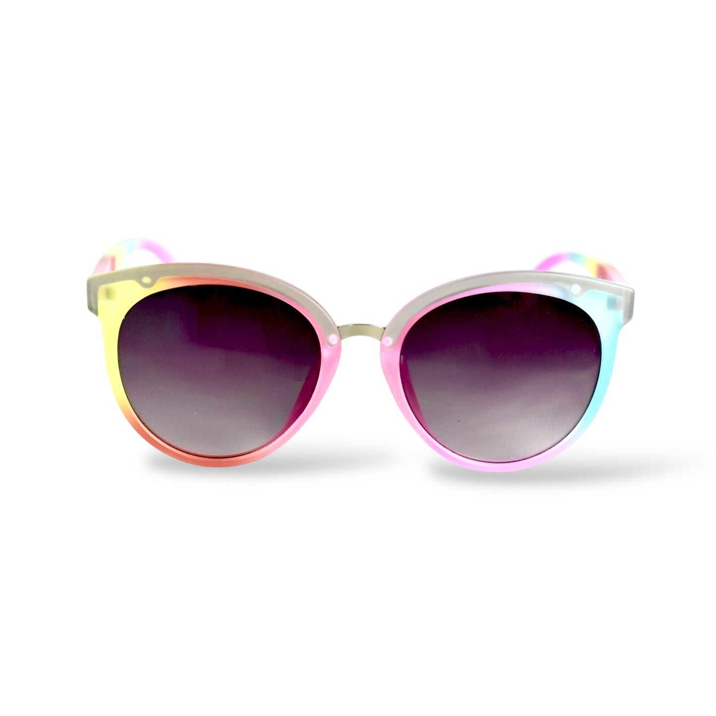 Girls Colorful Rainbow Cotton Candy Round Sunglasses