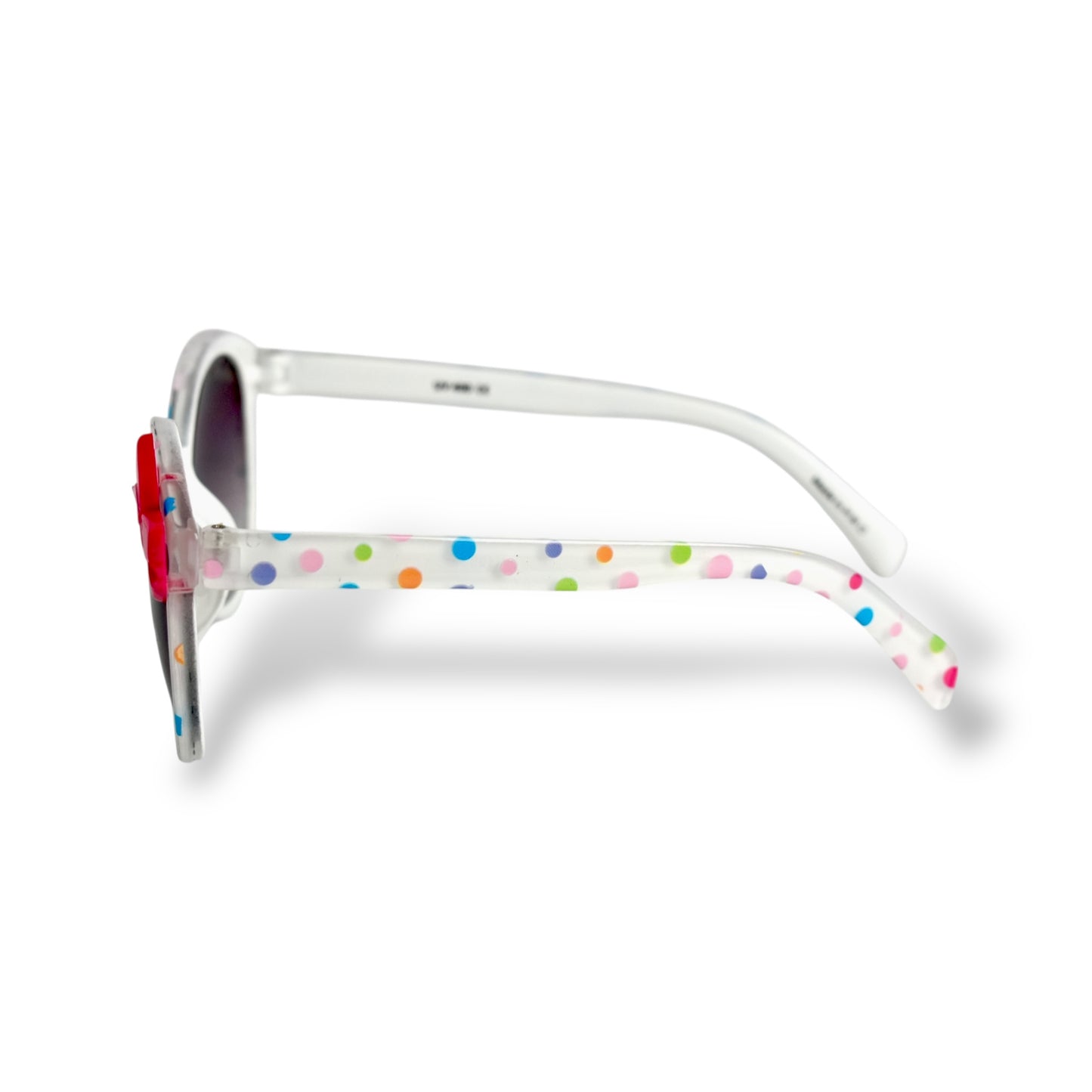 Girls White Sunglasses with Pink Bow and Colorful Polka Dots