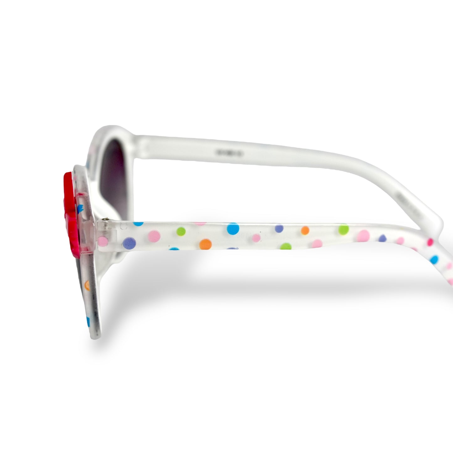 Girls White Sunglasses with Pink Bow and Colorful Polka Dots