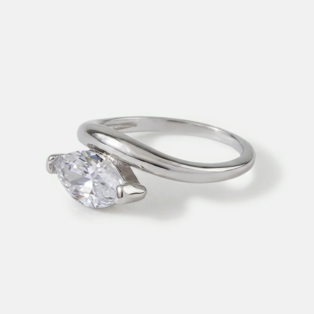 Marquise Gold Plated Statement CZ Ring