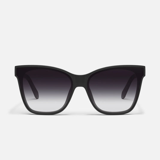 Black sunglasses with gradient lenses on a white background