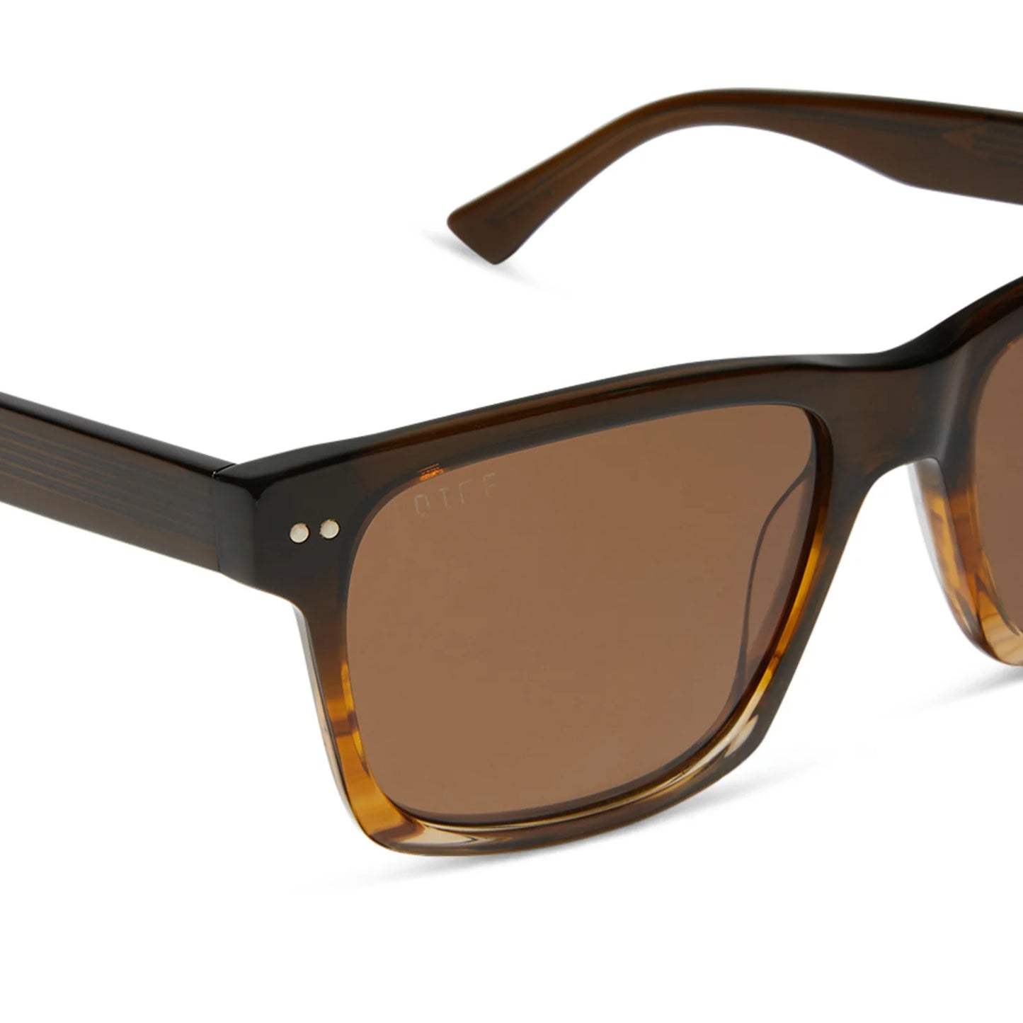 Brown sunglasses with a tortoiseshell frame on a white background
