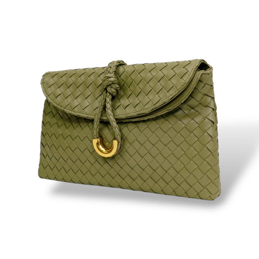 Alexa Vegan Leather Woven Clutch & Crossbody