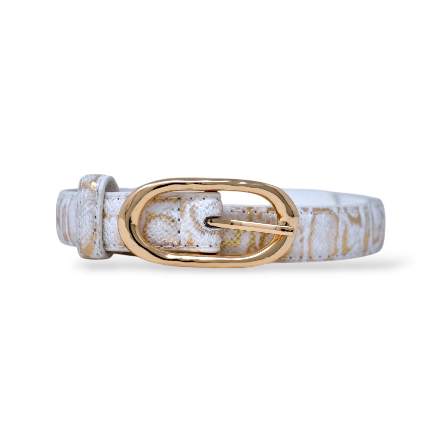 Women's Vegan Leather Ivory Viper Belt